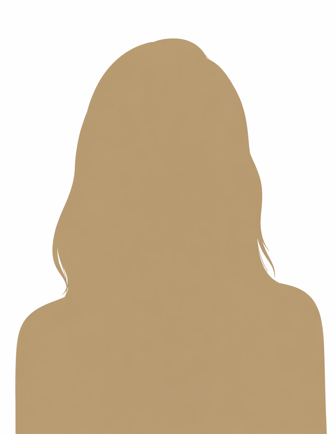 Silhouette einer Frau mit langen Haaren auf einfarbigem Hintergrund.